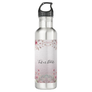 Modern rosa, weiße Flora Flasche mit Wasser Edelstahlflasche