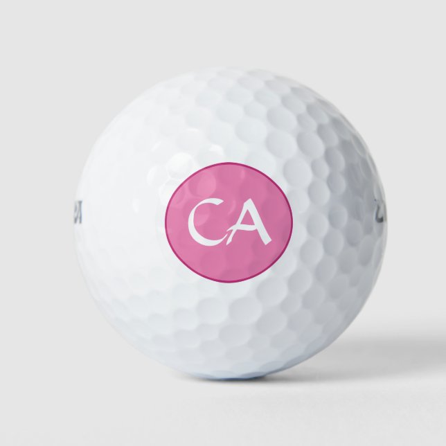 Modern rosa-weiße Monogramm-Initialen Personalisie Golfball (Vorderseite)
