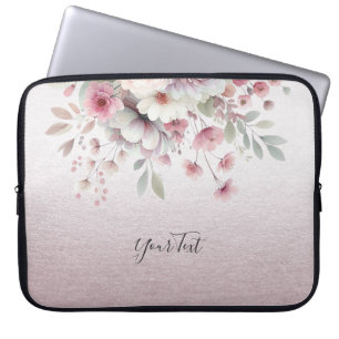 Modern rosa, weißer, floraler Laptop-Sieb Laptopschutzhülle