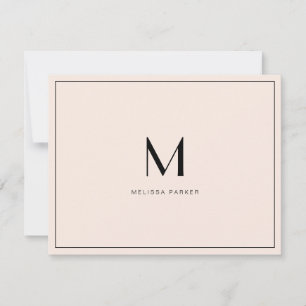 Modern rosafarben minimalistisches Monogramm flach Dankeskarte