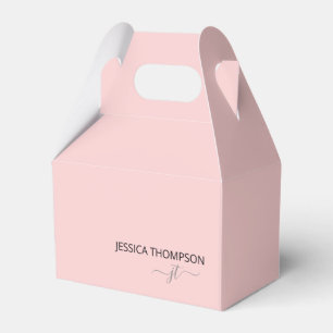 Modern Rosafarben Weiblich Einfach Skript Monogram Geschenkschachtel
