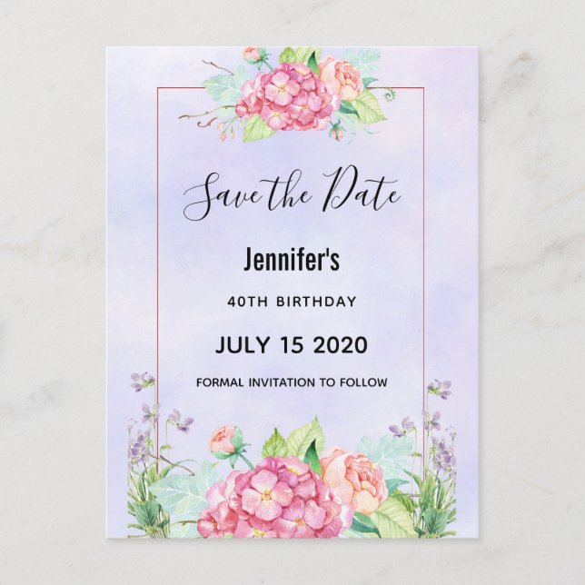 Modern rosafarbener Blumenstrauß Save the Date Einladungspostkarte (Vorderseite)