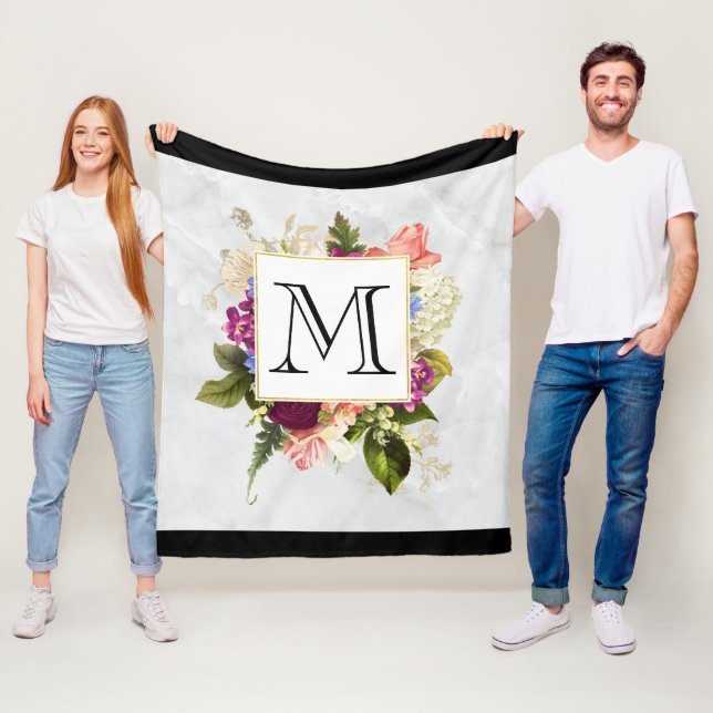 Modern rosafarbenes Blumenmotiv Fleecedecke (Beispiel)