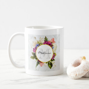 Modern rosafarbenes Blumenmotiv Kaffeetasse