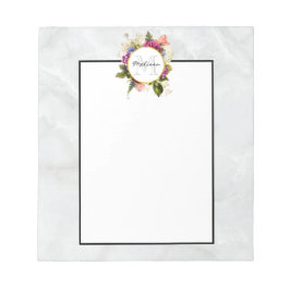 Modern rosafarbenes Blumenmotiv Notizblock