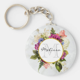 Modern rosafarbenes Blumenmotiv Schlüsselanhänger