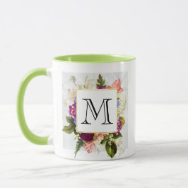 Modern rosafarbenes Blumenmotiv Tasse