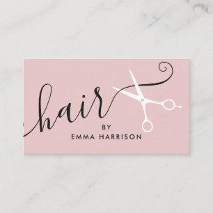 Modern rosafarbenes Hairstylist-Logo mit weißen Sc Visitenkarte