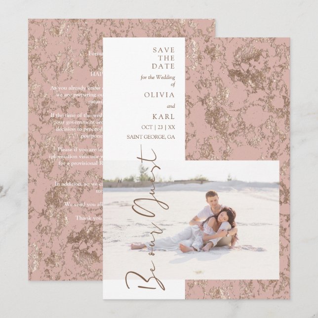 Modern Rose Gold Be Our Guest Photo Couple (Vorne/Hinten)