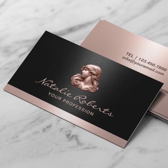 Modern Rose Gold Beauty Logo Salon & WELLNESS-CENT Visitenkarte (Von Creator hochgeladen)