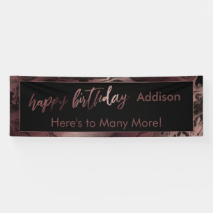 Modern Rose Gold & Black Marbour Geburtstag Banner