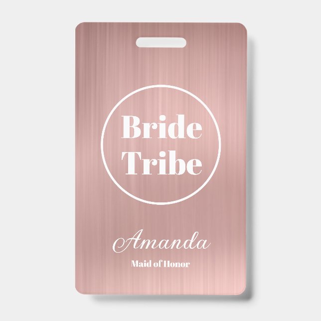 Modern Rose Gold Bride Tribe Bachelorette Ausweis (Vorderseite)