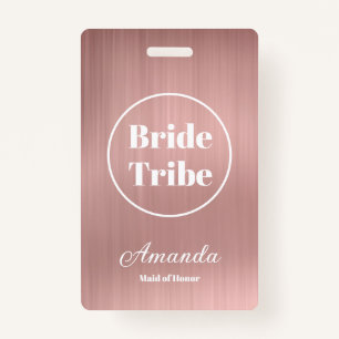 Modern Rose Gold Bride Tribe Bachelorette Ausweis