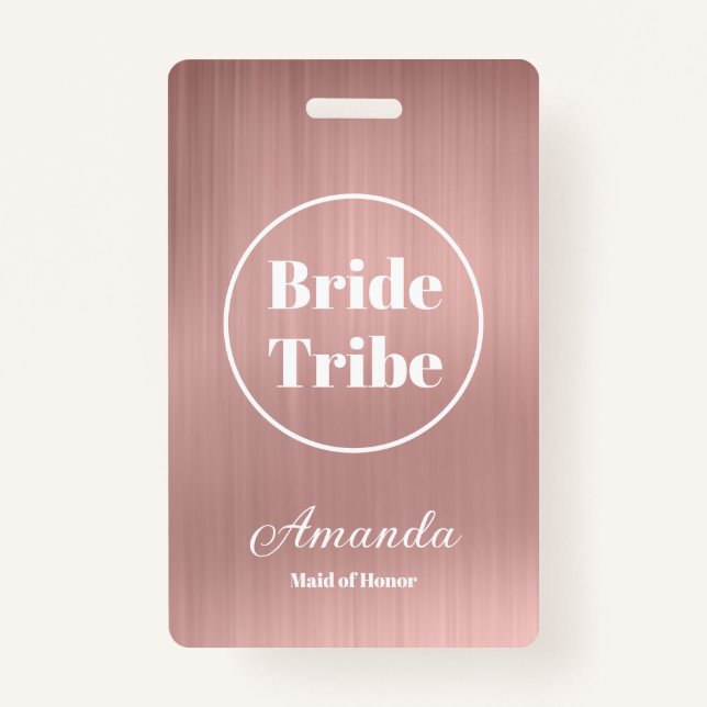 Modern Rose Gold Bride Tribe Bachelorette Ausweis (Vorderseite)