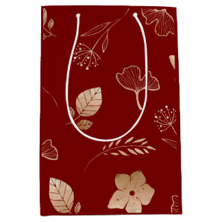 Modern rose gold flowers and leaves mittlere geschenktüte