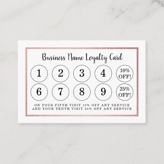 Modern Rose Gold Fox - Loyalty Card Treuekarte (Vorderseite)