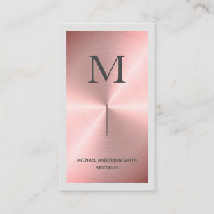 Modern Rose Gold Imitats DJ Monogram & Border Visitenkarte