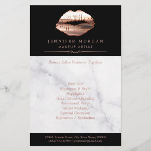 Modern Rose Gold Lips Marbella Salon Flyer