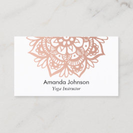 Modern Rose Gold Mandala Yoga Instructor Visitenkarte