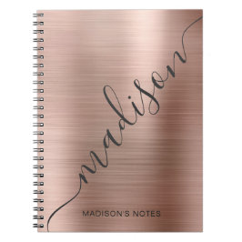 Modern Rose Gold Monogram Script Name Notebook Notizblock