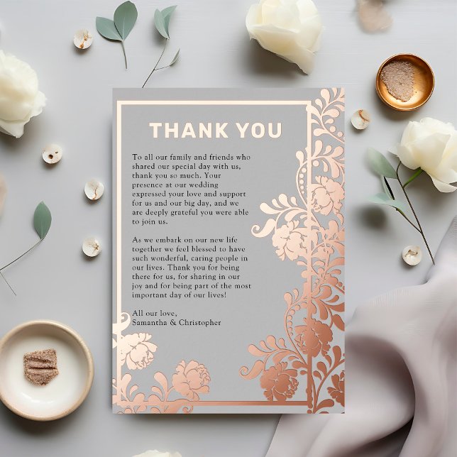 Modern Rose Gold Wedding Dankeschön Card Folieneinladung (Modern Rose Gold Foil Wedding Thank You Card byi the Elegant Wedding)