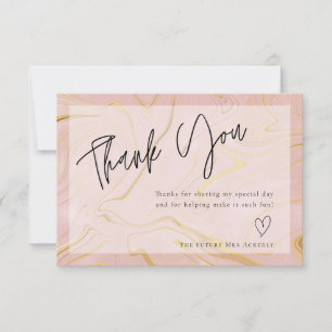 Modern Rose Marble Brautparty Danke Karte