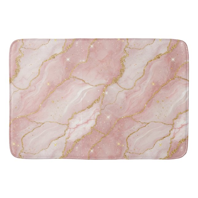 Modern Rose Quartz Marble Gold Badematte (Vorderseite)