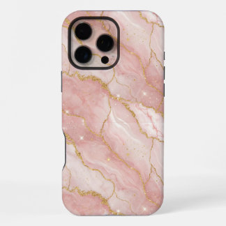 Modern Rose Quartz Marble Gold iPhone 16 Pro Max Hülle