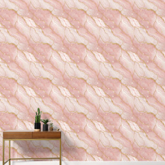 Modern Rose Quartz Marble Gold Tapete