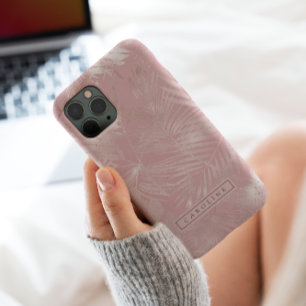 Modern Rosy Gold Palms Marble Phone Case