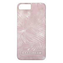 Modern Rosy Gold Palms Marble Phone Case