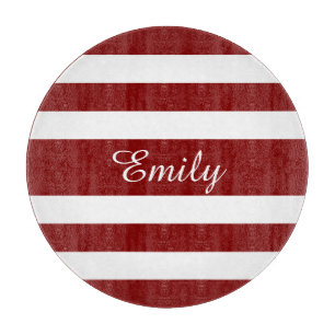 Modern roter Streifenmuster Name Schneidebrett