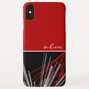 Modern rotes Schwarz/Weiß-Abstraktes Monogramm Case-Mate iPhone Hülle