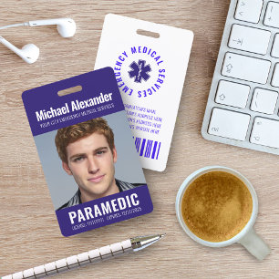 Modern Royal Blue Paramedic Photo ID Ausweis