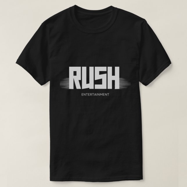 Modern Rush Entertainment Logo Schwarzes T-Shirt - (Design vorne)