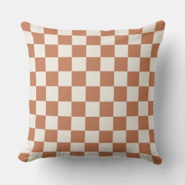 Modern Rust Orange & Cream Gingham Kissen