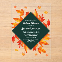 Modern Rustic Autumn Leaves Bridal Shower Acryleinladungen