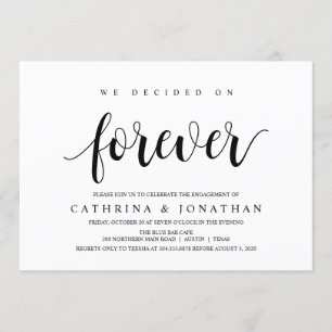 Modern Rustic, Black script, Engagement Party Einladung