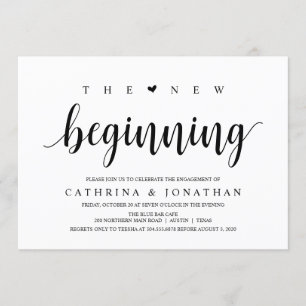 Modern Rustic, Black script, Engagement Party Einladung
