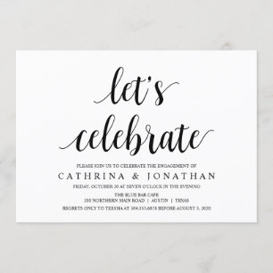 Modern Rustic, Black script, Engagement Party Einladung