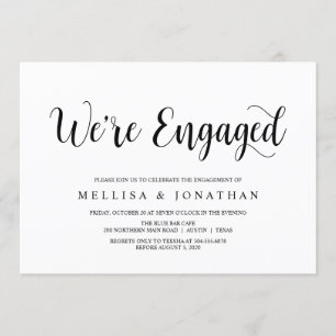 Modern Rustic, Black script, Engagement Party Einladung
