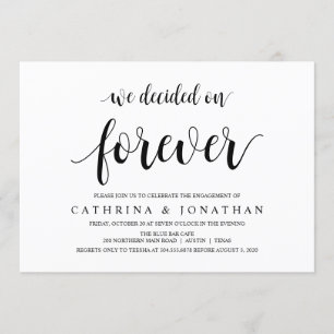 Modern Rustic, Black script, Engagement Party Einladung