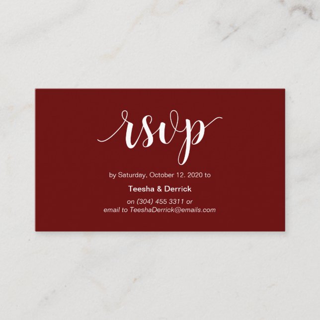 Modern Rustic, Burgund Script, Online-UAWG Begleitkarte (Vorderseite)