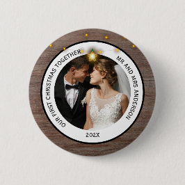 Modern Rustic Couples First Christmas Together Button