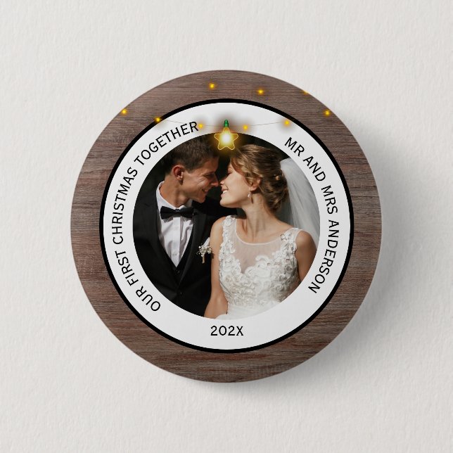 Modern Rustic Couples First Christmas Together  Button (Vorderseite)