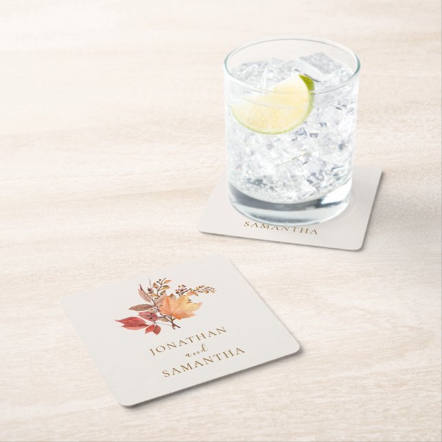 Modern Rustic Fall Boho Flower Wedding  Rechteckiger Pappuntersetzer (Vor Ort)