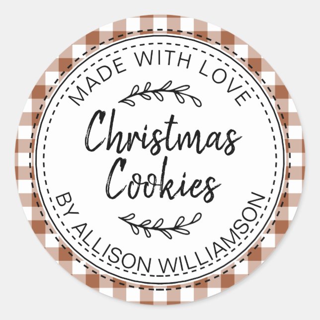 Modern Rustic Homemade Christmas Cookie TerraCotta Runder Aufkleber (Vorderseite)