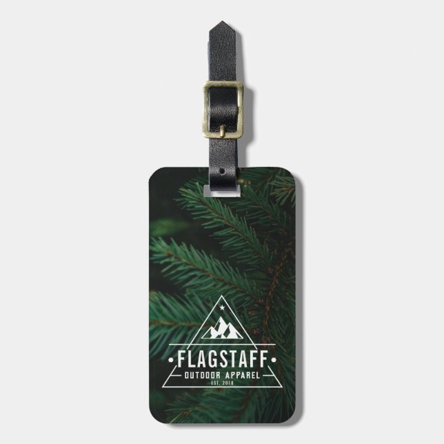 Modern Rustic Masculine Mountain Outdoor Goods Gepäckanhänger (Vorderseite vertikal)