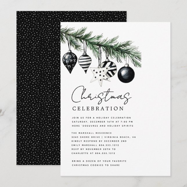 Modern Rustic Nature Christmas Party Invitation  Einladung (Vorne/Hinten)