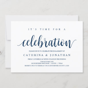 Modern Rustic, Navy Blue Drehbuch, Engagement Part Einladung